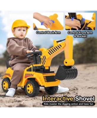 Toddler Ride-On Excavator with Adjustable Digging Shovel