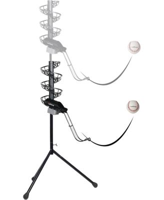 Automatic Baseball Pitching Machine Feeder and Soft Toss Trainer 2 in 1 System w/ Height Adjustable Base and Extendable Ball Stacker