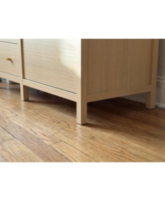 Solid Wood Sideboard With Tempered Glass Top, Pre-Assembled Cabinet , TV Stand