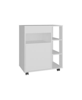 Zombia Space-Saving Microwave Cart Cabinet,Storage, Microwave Stand, and Rolling Wheels, White