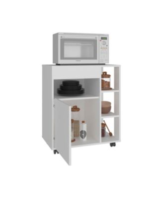 Zombia Space-Saving Microwave Cart Cabinet,Storage, Microwave Stand, and Rolling Wheels, White