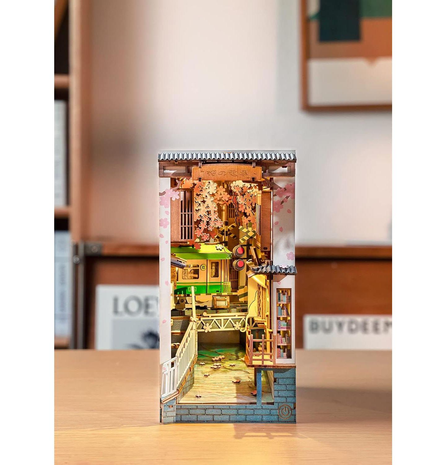 Детские игрушки Robotime 3D Jigsaw Puzzle Wooden Model Kit Book Nook Bookend Stand DIY Bookshelf Insert, 7.28"3.94"9.53, цвет: Розовый — фото 2