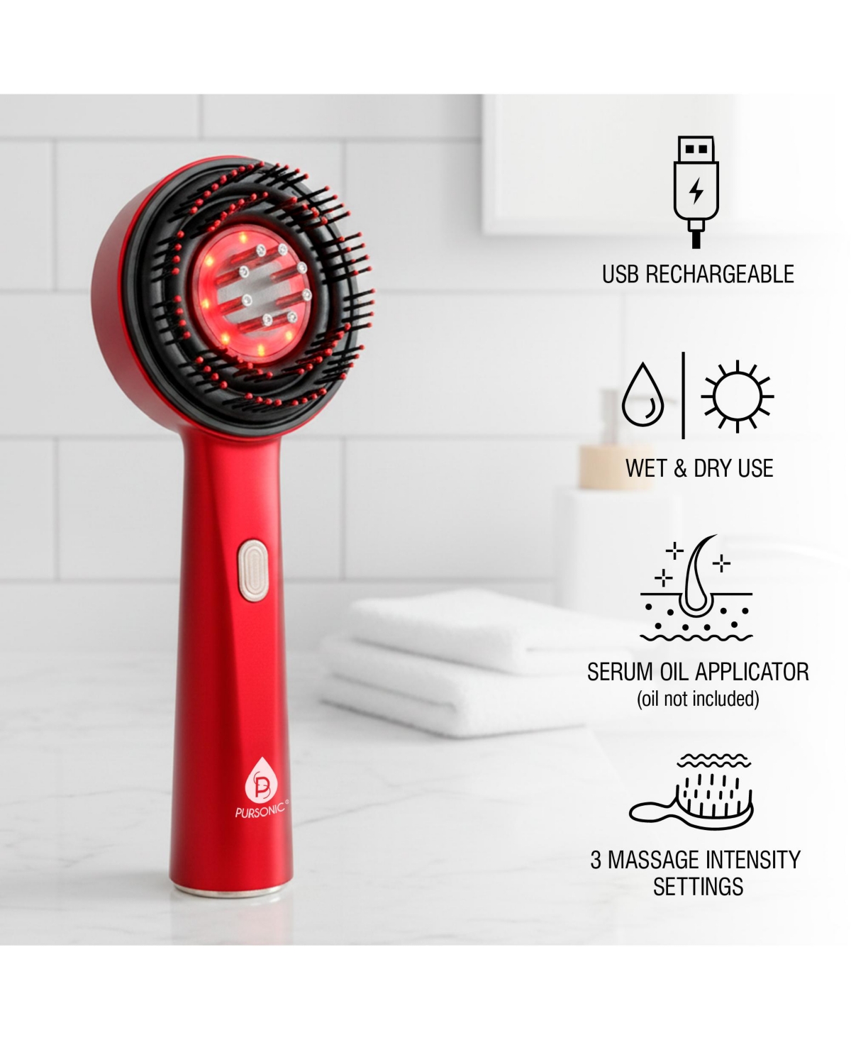 Pursonic Led Scalp Therapy Brush + Professional Automatic Curling Iron