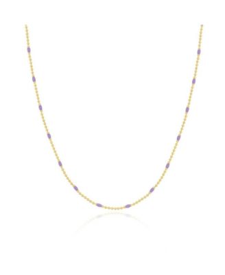 Purple Enamel Nugget Bead Necklace 14K Gold-Plated Sterling Silver