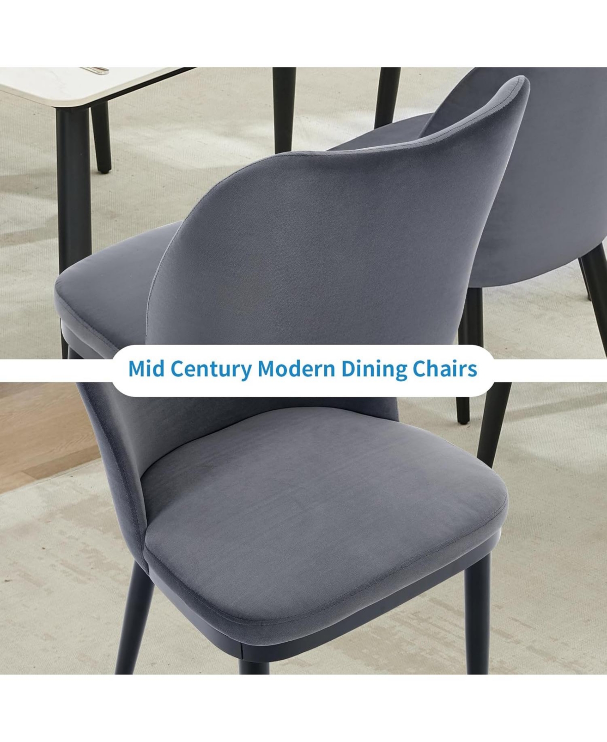 gaomon Velvet Dining Chairs Set of 4, Upholstered Side Chairs with Padded Seat & Wood Legs