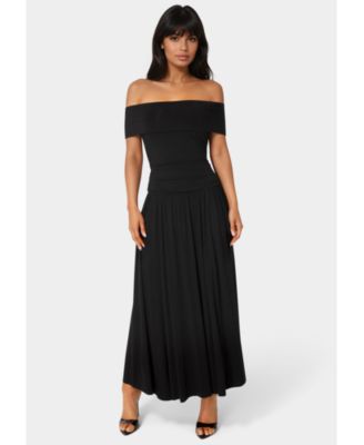 Women's Off the Shoulder Drop Waist Maxi Dress