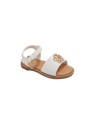 Little Girls Girl's  Fashion Sandal with Flower Medallion and Hanging  b  Charm – Comfy Dressy Shoes