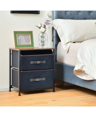 Nightstand End Side Table Dresser with 2 Pull-out Fabric Drawers for Bedroom