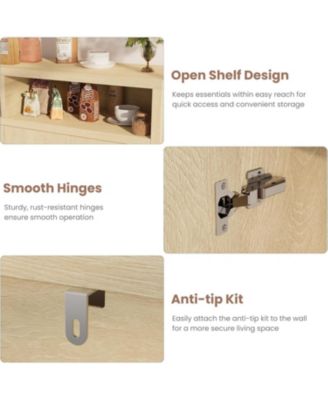 Buffet Sideboard with Storage, 4 Doors & Adjustable Shelves, 55'' Large Farmhouse Kitchen Storage Cabinet Wood Coffee Bar Cabinet