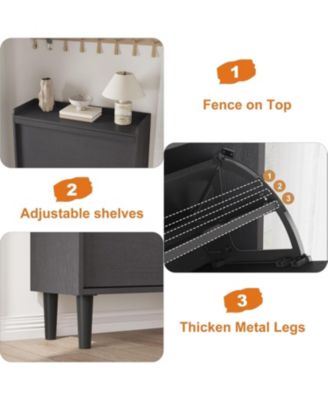 Shoe Cabinet with 2 Flip Drawers, Narrow Shoe Storage Cabinet with Adjustable Shelves and Hidden Handle