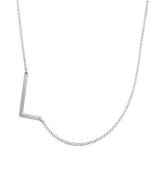 Oak & Luna Sideways Initial Necklace in Sterling Silver - Letter l
