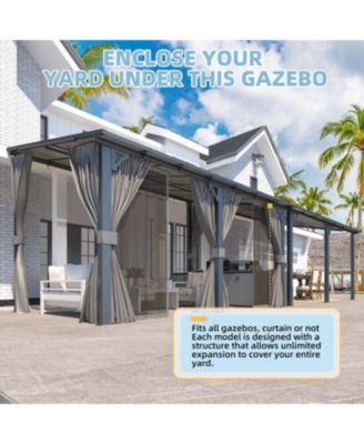 14'x8' Wall Gazebo with Curtains and Mosquito Netting