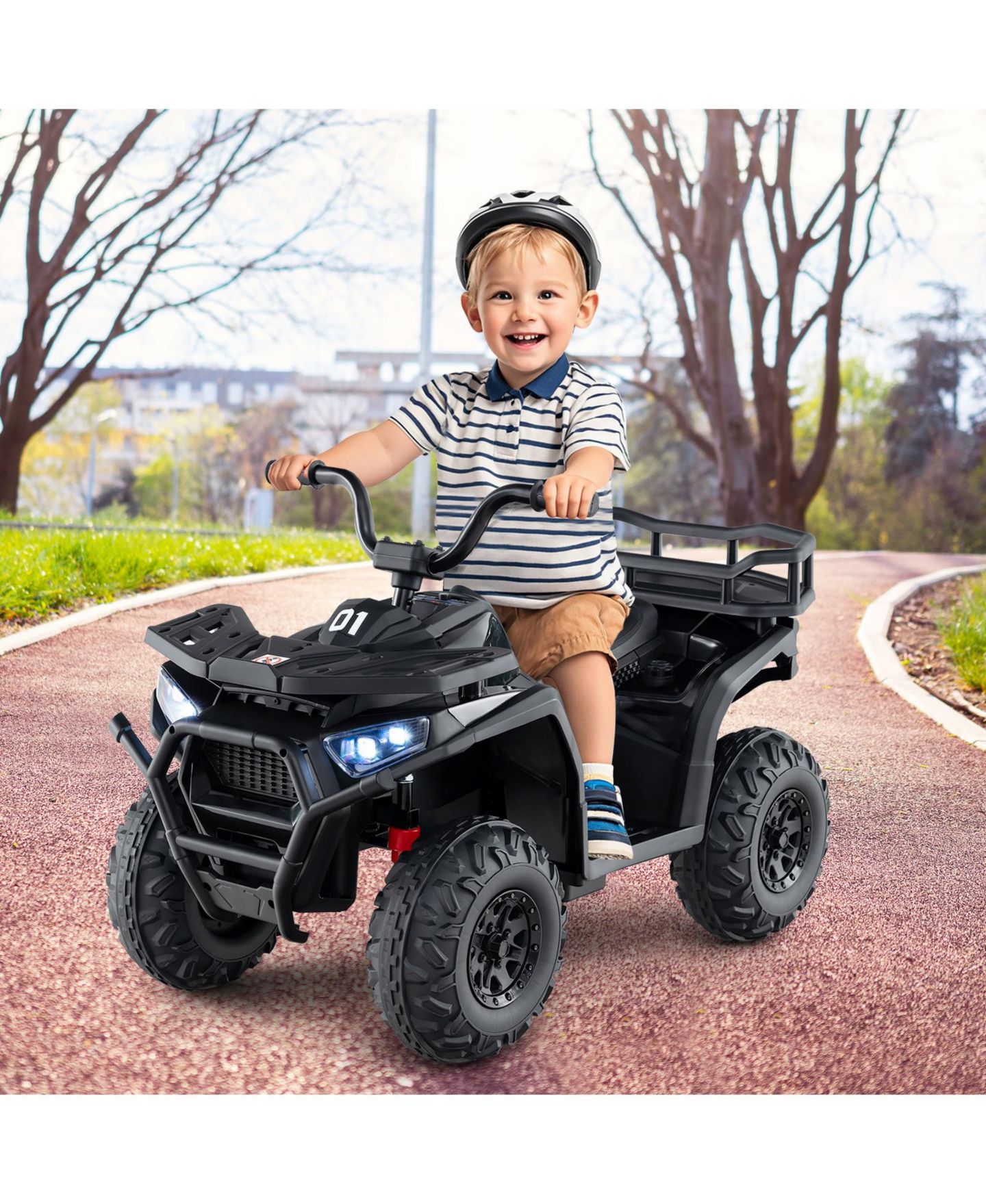 Детская игрушка Slickblue Kids 24V Electric ATV Quad Ride-On with Realistic Sounds, цвет: Чёрный — фото 3