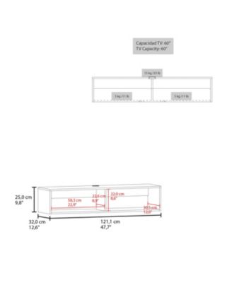 Arctic Floating White TV Stand with Open Shelves for Storage, Modern Design.
