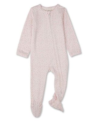 Baby Girls "Abstract Spots" Rayon-Blend Front-Zip Long-Sleeve Footie