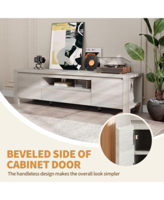 TV Stand with Cabinet Doors, Entertainment Center with Adjustable Shelves, Media Console with Cable Management