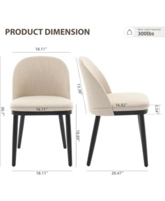 Upholstered Dining Chairs Set of 2, Fabric Chairs with Thick Cushion and Curved Back