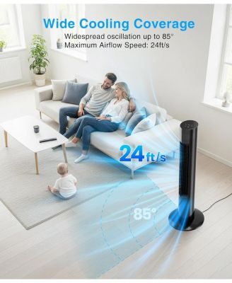 Digital Oscillating Tower Fan, 3-Speed with Remote & 12H Timer