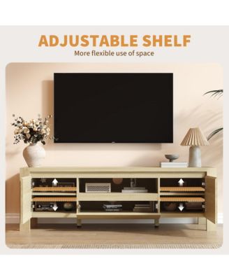 TV Stand with Cabinet Doors, Entertainment Center with Adjustable Shelves, Media Console with Cable Management