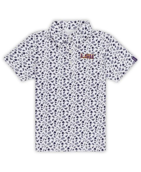 Поло Garb Purple LSU Tigers Tom All-over Print Performance Polo для мальчиков-малышей