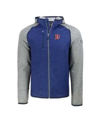 Men's Royal/Heather Gray Denver Broncos Throwback Mainsail Sweater-Knit Full-Zip Hoodie