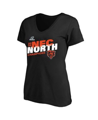 Women's Black Chicago Bears 2025 NFC North Division Champions Plus Size V-Neck T-Shirt