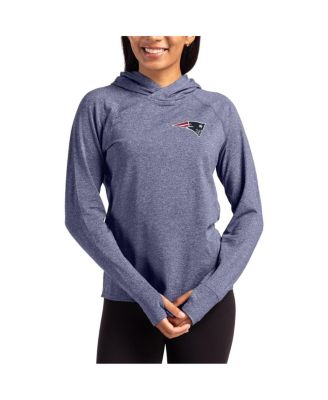Women's Heather Navy New England Patriots Primary Logo Adapt Knit Raglan Pullover Hoodie