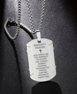 Men's Stainless Steel 22" Serenity Prayer Pendant Necklace