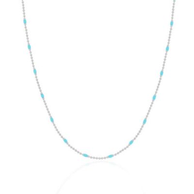 Blue Enamel Nugget Bead Necklace 