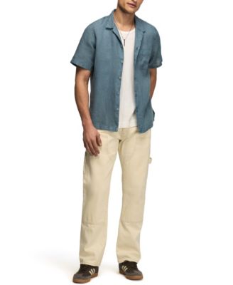 Men's Short-Sleeve Linen Camp-Collar Shirt