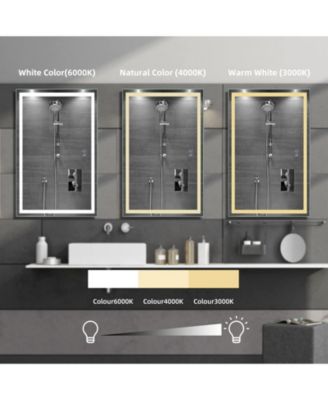 LED Bathroom Mirror with Lights, Anti-Fog, Dimmable, Backlit + Front Lit, Lighted Bathroom Vanity Mirror for Wall, Memory Function, Waterproof