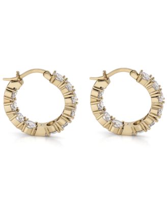 Cubic Zirconia Inside Outside Hoop Earring