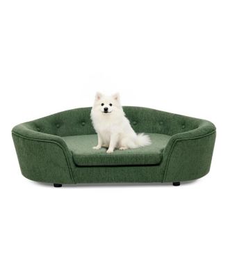 Oversized Oval Dog Sofa Bed with Tufted Backrest
