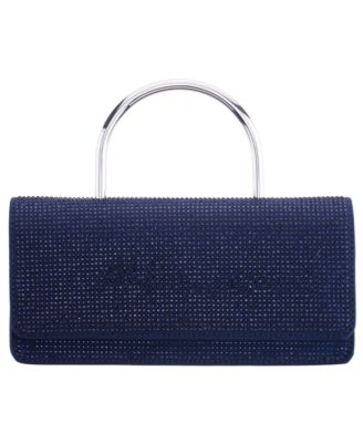 Elongated Crystal Magnetic Snap Satchel Bag