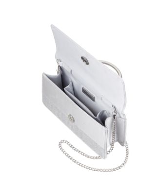 Elongated Crystal Magnetic Snap Satchel Bag