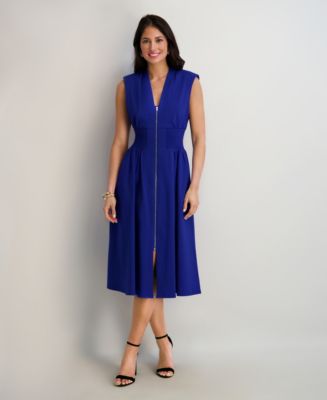 kensie Women's Sleeveless V-Neck Zip-Front Maxi Dress - Macy's