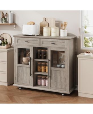 Mobile Storage Island, 2-Tier Rolling Kitchen Cart with Storage Shelf & Towel Rack, Kitchen Coffee Bar Station with Drop Leaf for Small Spaces