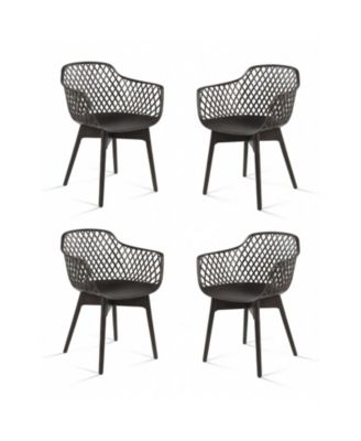Modern Dining Chairs Set of 4, Weather-Resistant Plastic Cafe Chairs with  Ergonomic Back and Non-Slip Pad, Suitable for Patio, Restaurant