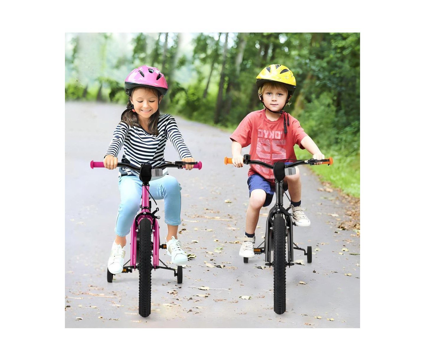Детская игрушка HONGGE 18 Inch Adjustable Seat Removable Training Wheels Kids Bike, Ages 4-8, цвет: Розовый — фото 4