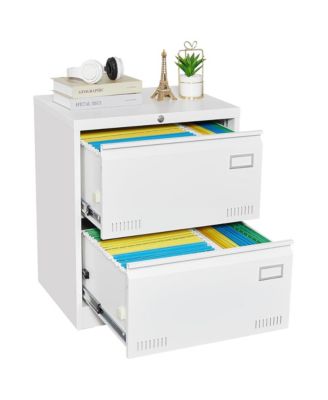 2 Drawer Lateral File Cabinet with Lock, Home Office Metal Filing Cabinet