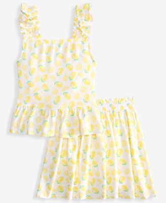 Girls' XS-XL Lemon-Print Top & Skirt, 2-Piece Set