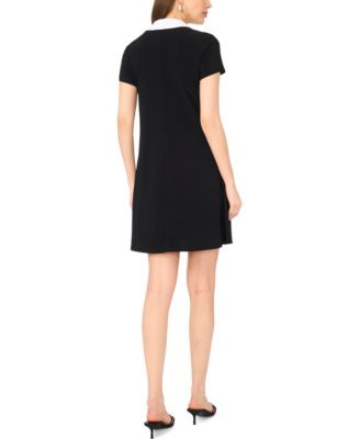 Petite Spread-Collar Short-Sleeve Shift Dress