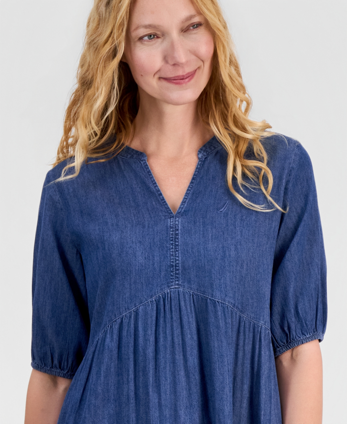Nautica Women's Tiered Chambray A-Line Dress