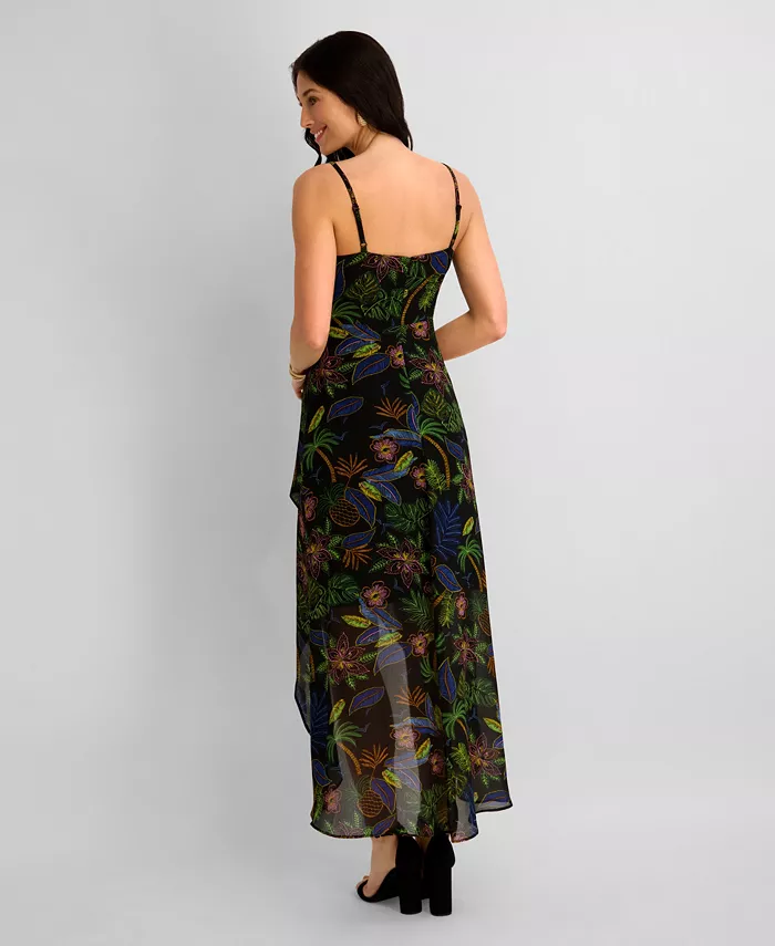 Women's Printed V-Neck High-Low Dress - thumbnail 4
