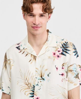 Men's Viva Floral Silk-Blend Short Sleeve Shirt