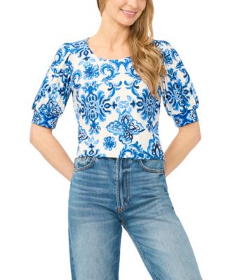Women's Printed Crew Neck Short-Sleeve Top