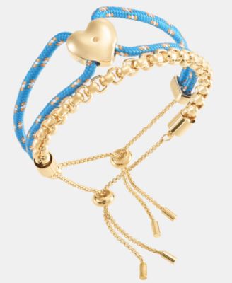 2-Pc. Set Cord & Metal Link Slider Bracelets