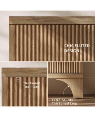 47" Mid Century Modern Fluted Buffet Cabinet with Storage Accent Sideboard Credenza Coffee Bar Console for Kitchen or Living Room