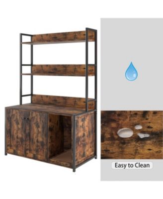 Cat Litter Box Enclosure with Storage & Scratch Pad