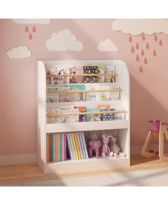 Wooden Book Display & Toy Organizer - Multi-Tier Children s Bookcase with Open Storage for Kids Room, Nursery, Kindergarten